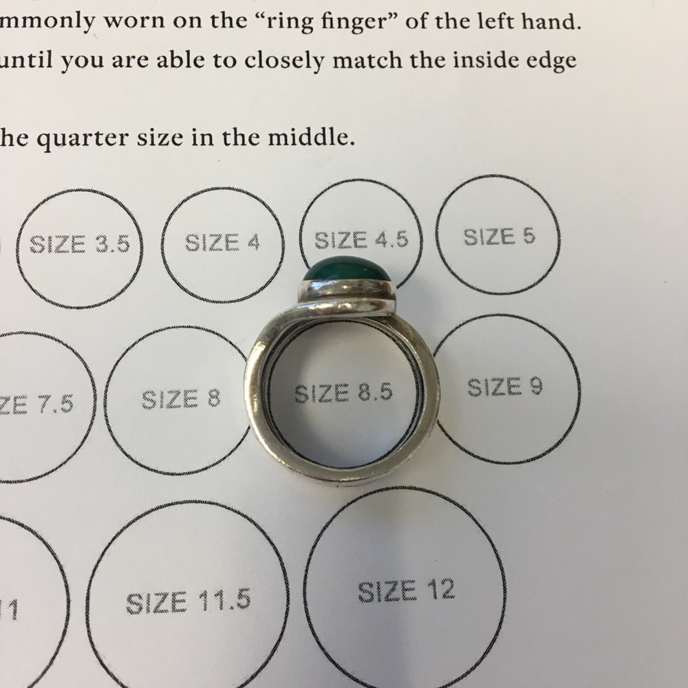 Sterling Green Stone Ring - Picture 7 of 8